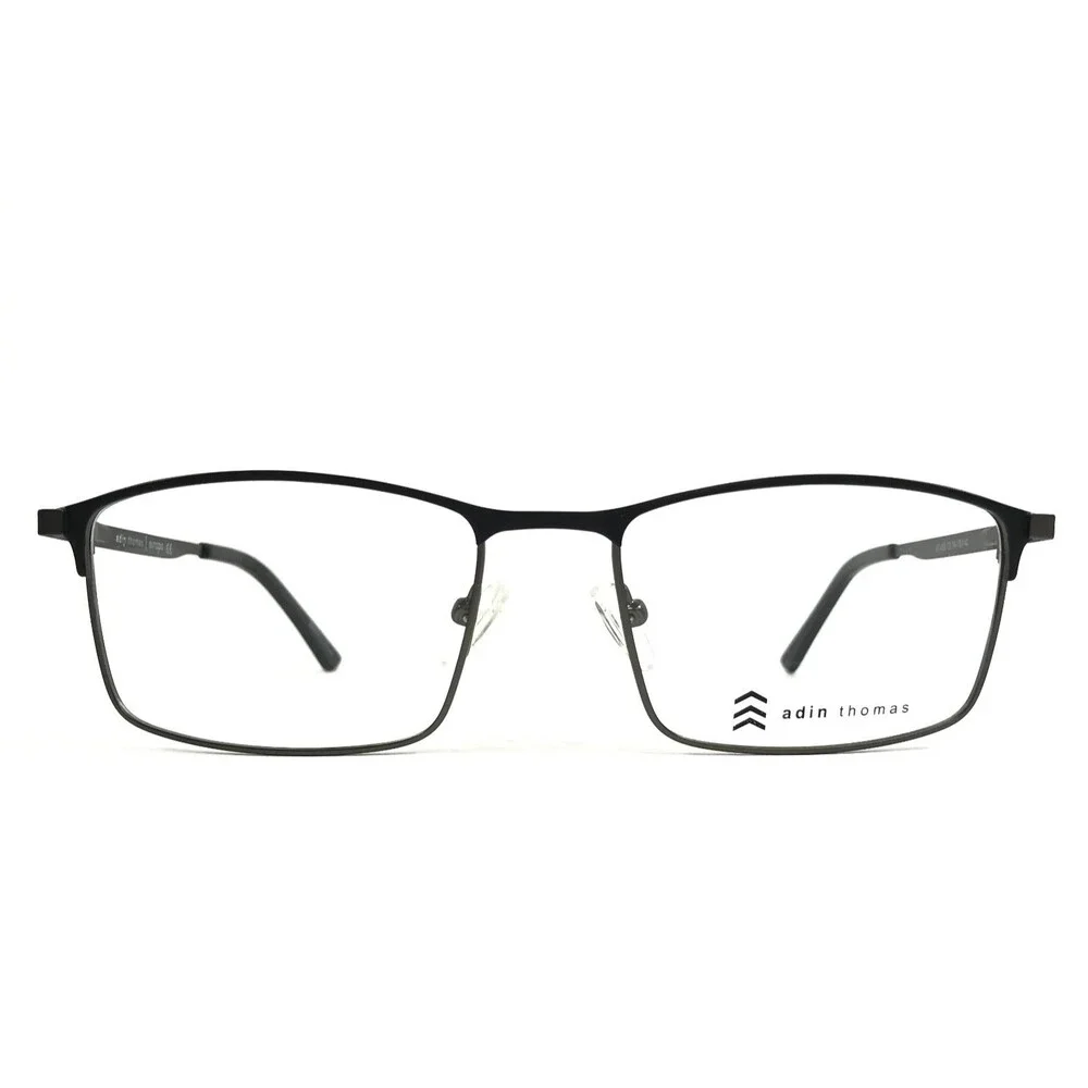 Adin Thomas Eyeglasses Frames AT-456 C3 Black Gray Rectangle Full Rim 54-18-140